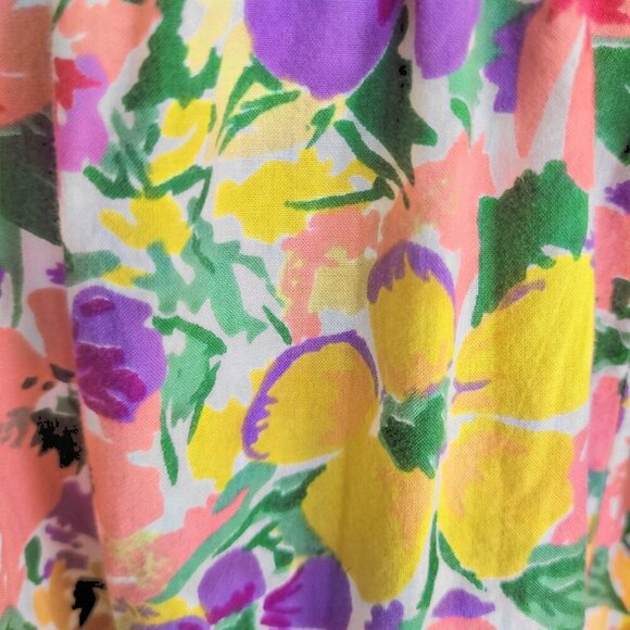 Lilac Floral Puff-Sleeve 100% Cotton Midi Dress - New York & Co M - Picture 6 of 12